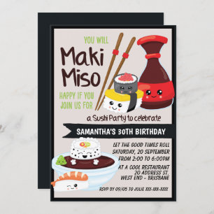 Sushi Party Kawaii Invitation
