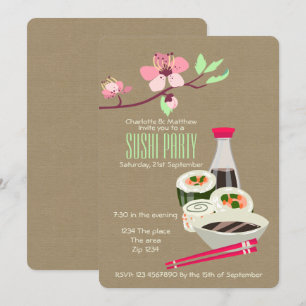 Sushi Party leicht zu personalisieren japanisch ge Einladung