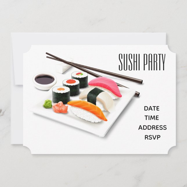 Sushi Party Modernes japanisches Party Einladung (Vorderseite)