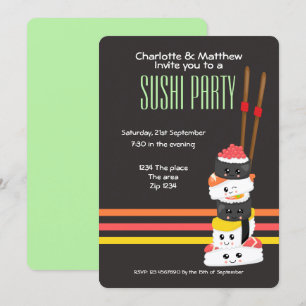 Sushi Party Niedlich Kawaii Personalize Japanisch Einladung