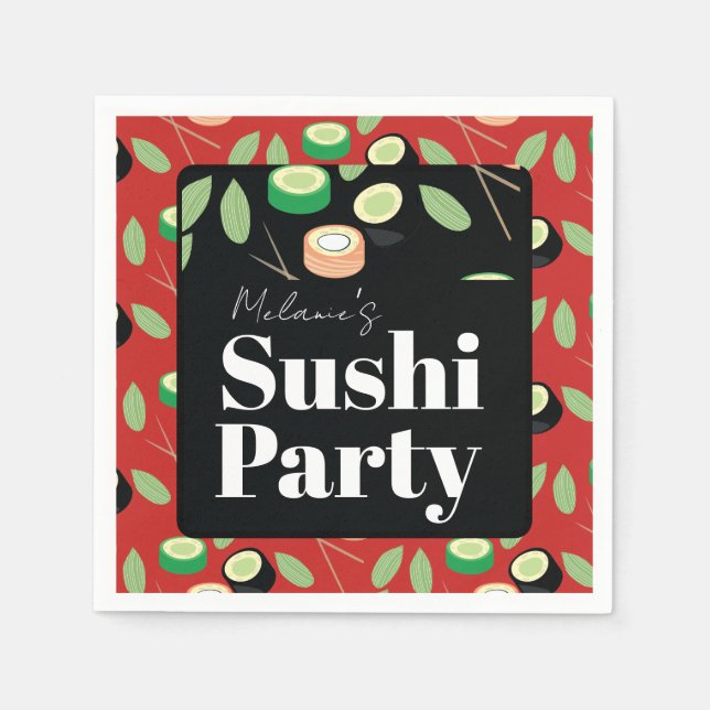 Sushi Party Rolls Geburtstagsname Serviette (Vorderseite)