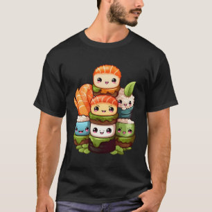 Sushi Pile Nigiri Maki Sashimi Salmon Japanischer T-Shirt
