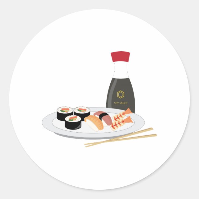 Sushi Plate Runder Aufkleber (Vorderseite)