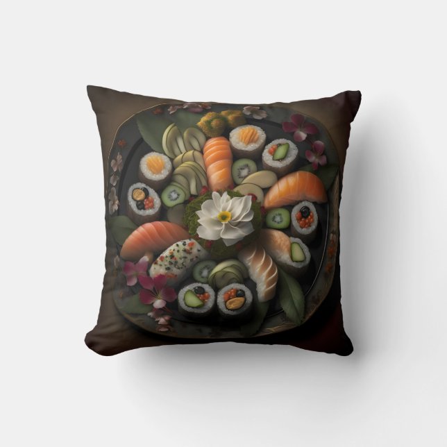 Sushi Platter Still Life Throw Kissen (Vorderseite)