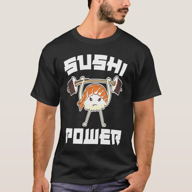 Sushi Power  Gym Vegetarian Workout Muscle Powerli T-Shirt (Vorderseite)
