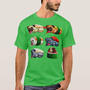 Sushi Pug Lustige Pugs Sushi Otaku Kawaii T-Shirt