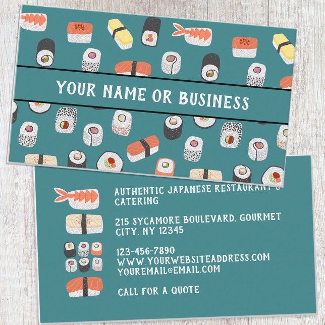 Sushi Restaurant Business Card Visitenkarte (Von Creator hochgeladen)
