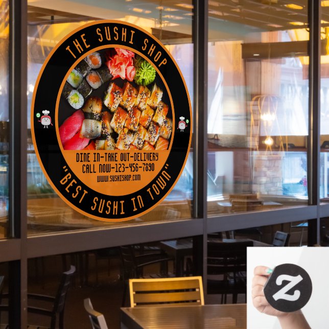 Sushi Restaurant Große Front individuell anpassen Fensteraufkleber (Restaurantfenster)