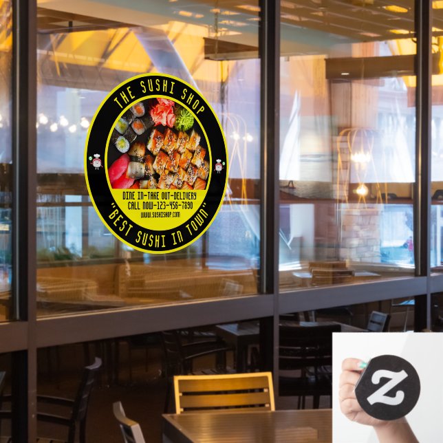 Sushi Restaurant Große Front individuell anpassen Fensteraufkleber (Restaurantfenster)