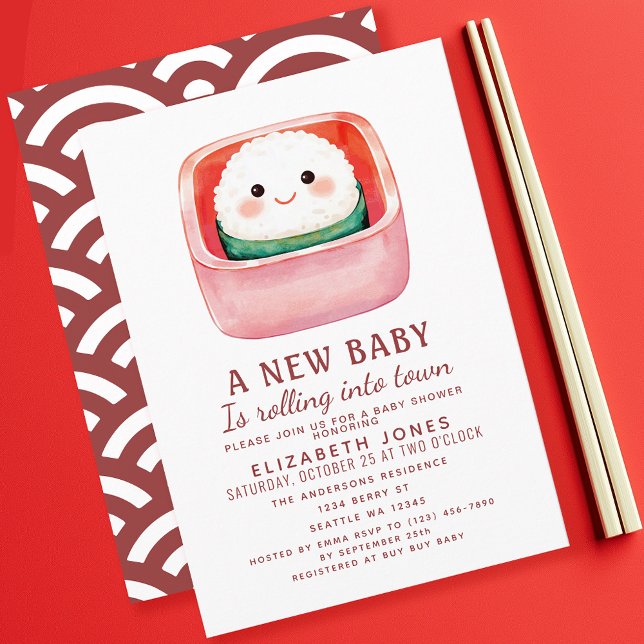 Sushi Rice Ball Kawaii Baby shower Invitation (Créateur téléchargé)