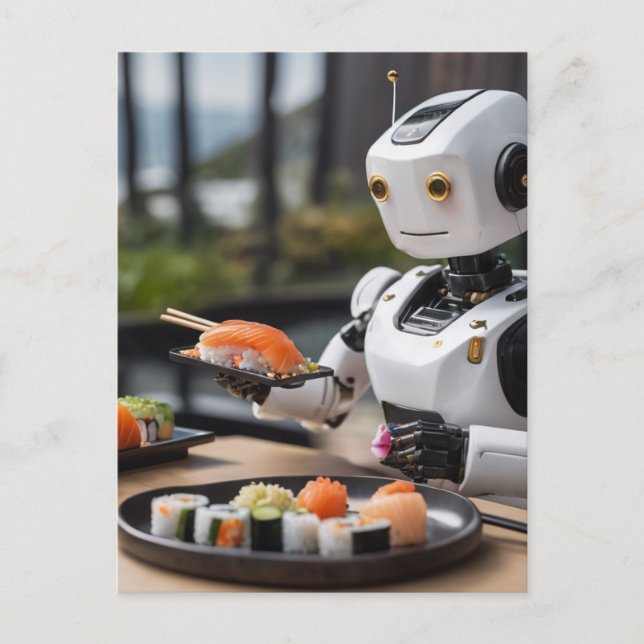 Sushi-Roboter Postkarte (Vorderseite)