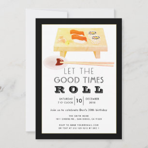 Sushi Roll Black Anniversaire Fête Invitation