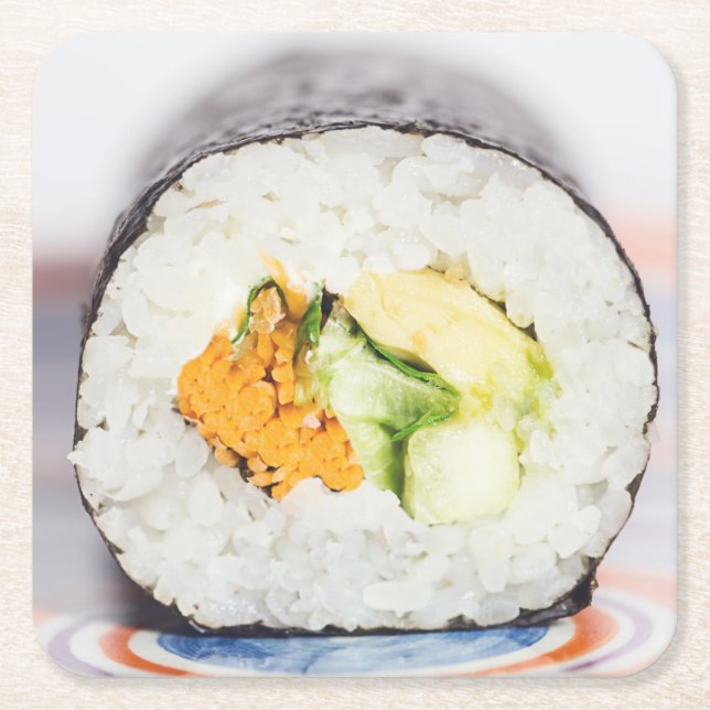 Sushi roll Fisch und Reis Rechteckiger Pappuntersetzer (Vorderseite)