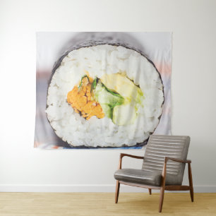 Sushi roll Fisch und Reis Wandteppich