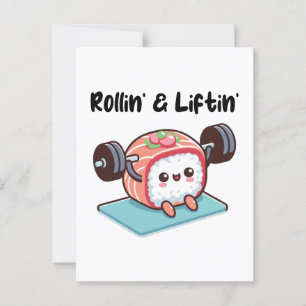Sushi Roll Lifting Weights Postkarte