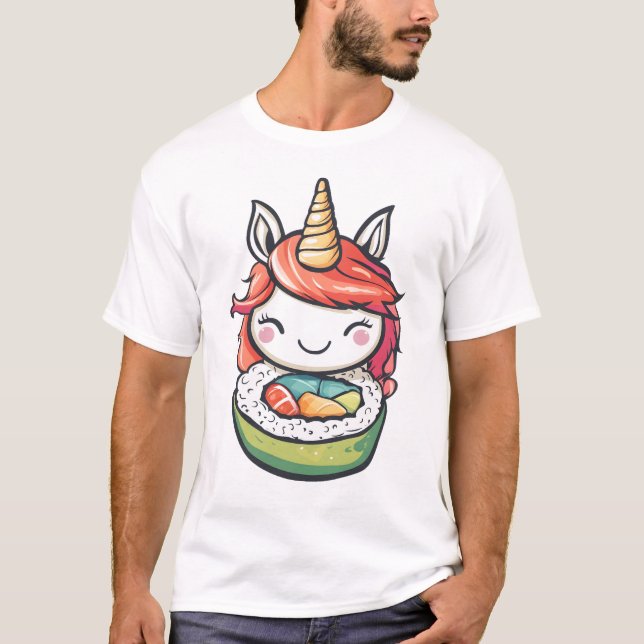 Sushi-Röllchen-Einhorn (1) T-Shirt (Vorderseite)
