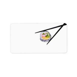 Sushi-Rolle u. Essstäbchen - kundengebundene Adressaufkleber