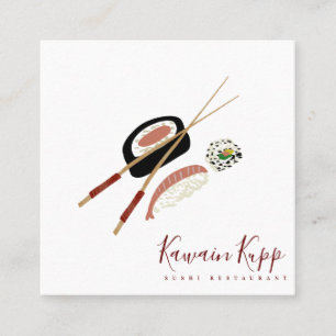 Sushi-Rollen Chopstick Burgunder Restaurant-Logo Quadratische Visitenkarte