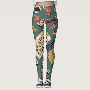 Sushi Rollen: Farbig Nahtlos Vintag. Leggings