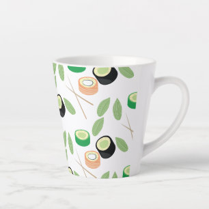 Sushi-Rollen Gurke Lachs Milchtasse