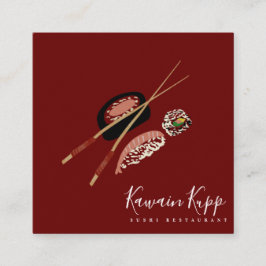 Sushi Rolls Chopstick Restaurant Logo Quadratische Visitenkarte