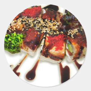 Sushi Rolls Sesame Ginger Wasabi Japan Küche Runder Aufkleber