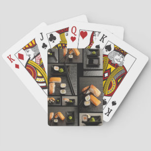 Sushi-Sammlung auf schwarzem Hintergrund Spielkarten