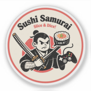 Sushi Samurai & Gaming Humor "Roll damit!" Aufkleber
