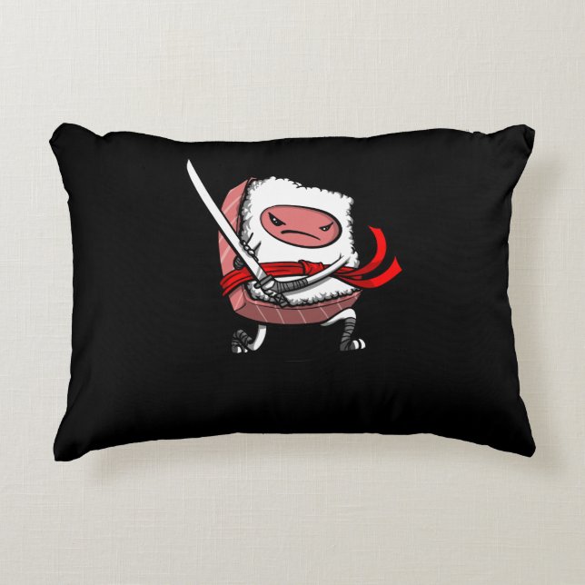 Sushi Samurai Ninja Kawaii Japanisches Essen Dekokissen (Vorderseite)