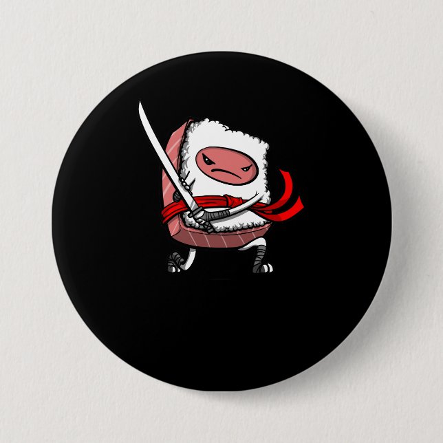 Sushi-Samurais Ninja Kawaii Japaner-Nahrung Button (Vorderseite)