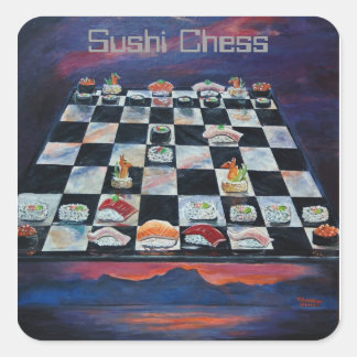 Sushi Schess Quadratischer Aufkleber
