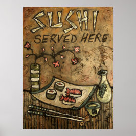 Sushi serviert hier poster