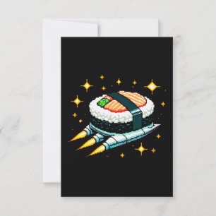 Sushi Spaceship Pixel Art Flying Sushi Roll Design Karte