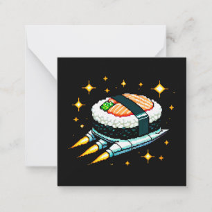 Sushi Spaceship Pixel Art Flying Sushi Roll Design Mitteilungskarte