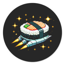 Sushi Spaceship Pixel Art Flying Sushi Roll Design