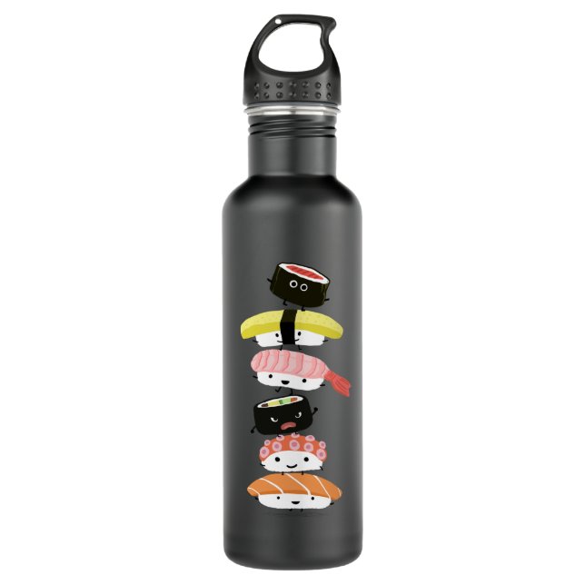 Sushi-Stapel - Turm der glücklichen Sushi-Freunde Edelstahlflasche (Vorderseite)