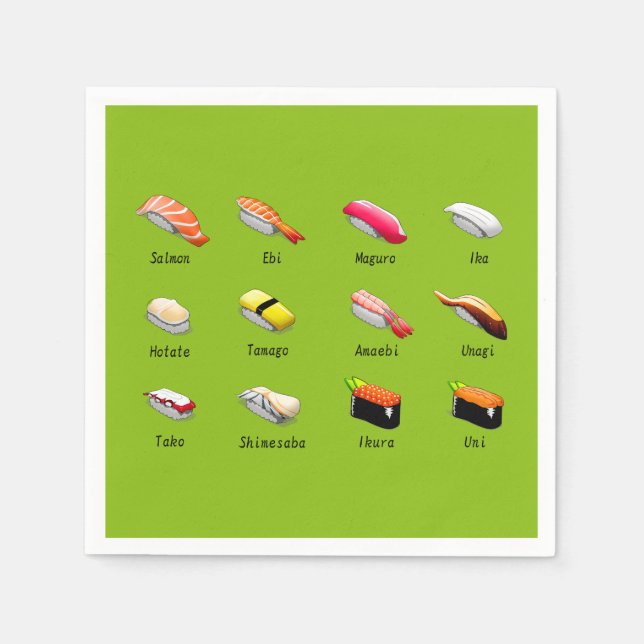 Sushi Stile niedlich kawaii Japanisches Dinner Par Serviette (Vorderseite)