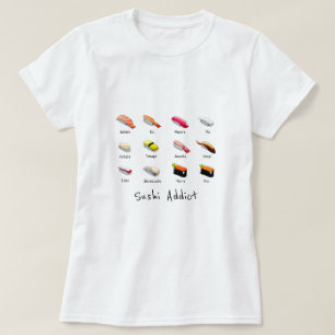 Sushi süchtig Slogan niedliche japanische Küche T-Shirt