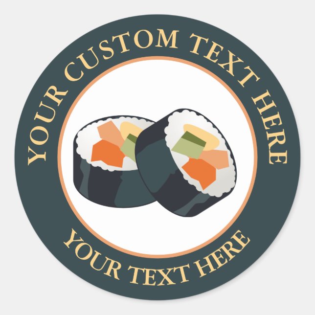 Sushi-Symbol für das benutzerdefinierte Text-Logo  Runder Aufkleber (Vorderseite)
