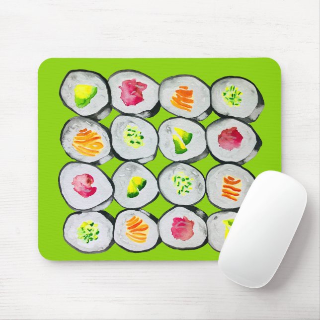 Sushi Time watercolor wasabi Mousepad (Mit Mouse)