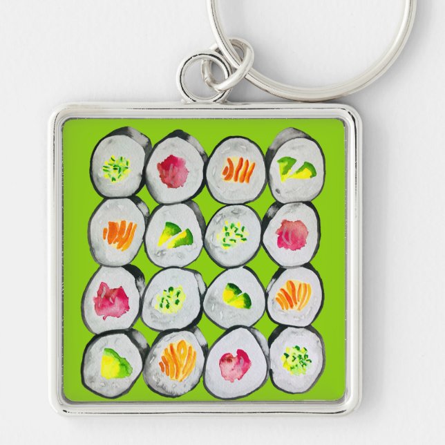 Sushi Time watercolor wasabi Schlüsselanhänger (Vorne)