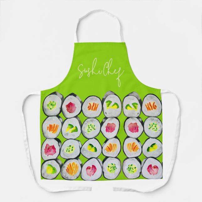 Sushi Time watercolor wasabi Schürze (Vorderseite)
