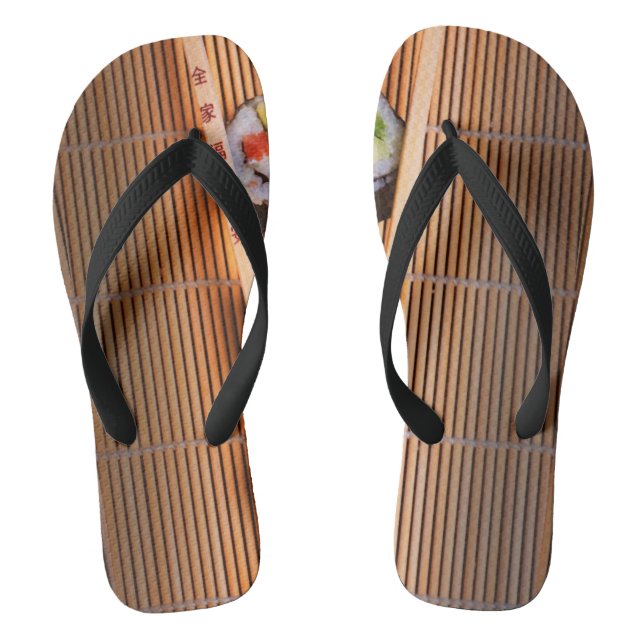 Sushi und hölzerne Essstäbchen Flip Flops (Fußbett)