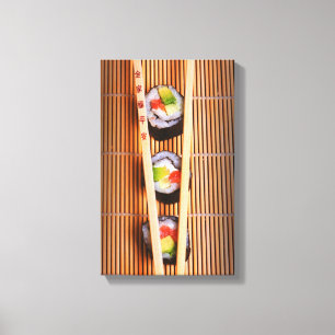 Sushi und Holzstäbchen Leinwanddruck