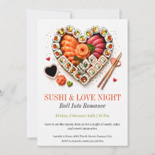 Sushi und Liebesnacht-Party - Valentinstag Sushi Einladung
