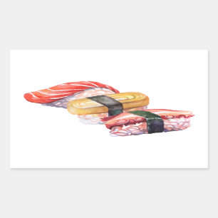 Sushi und Nigiri  Rechteckiger Aufkleber