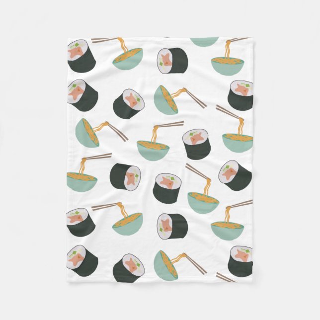 Sushi und Noodles Muster Fleecedecke (Vorderseite)