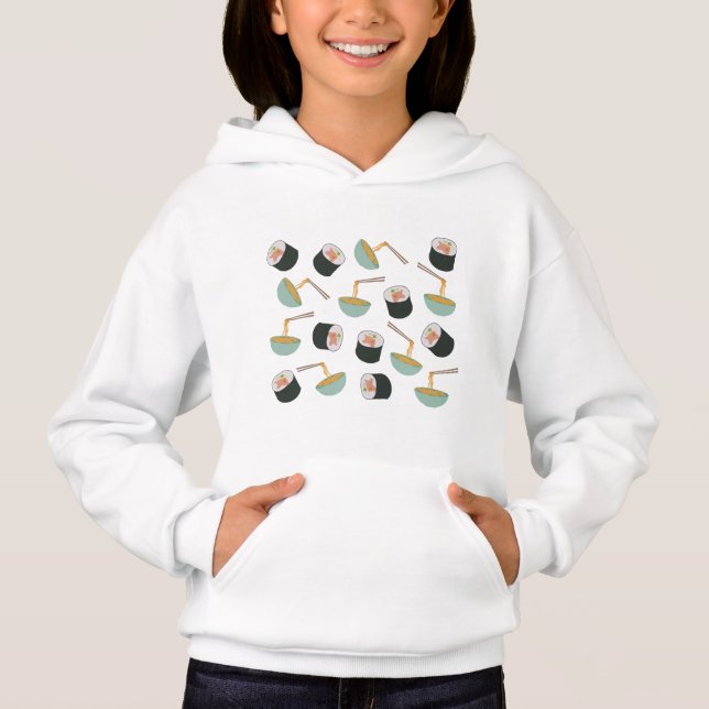 Sushi und Noodles Muster Hoodie (Vorderseite)
