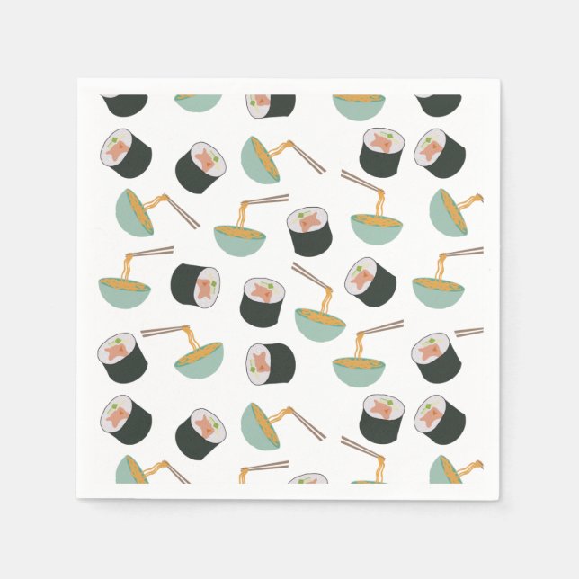 Sushi und Noodles Muster Serviette (Vorderseite)