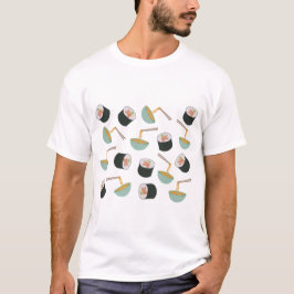 Sushi und Noodles Muster T-Shirt
